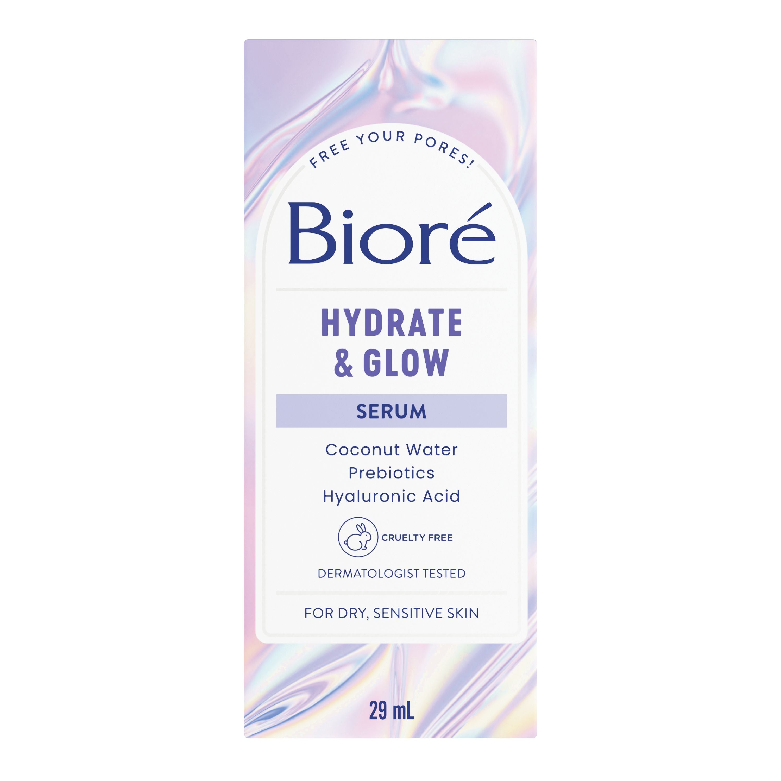 English: Hydrate & Glow Serum packaging image. It comes in a rectangle box. Français: Image de l’emballage Sérum Hydratation et éclat. Offert dans une boîte rectangulaire.