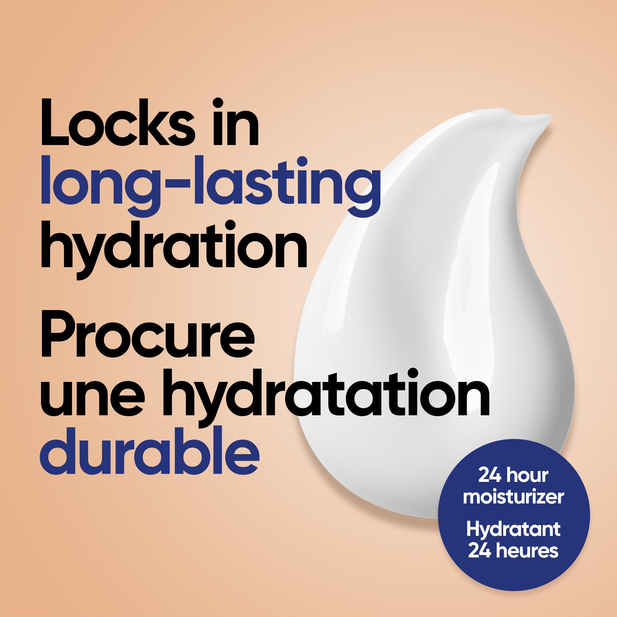 English: Locks in long-lasting hydration Français: Confère une hydratation longue durée