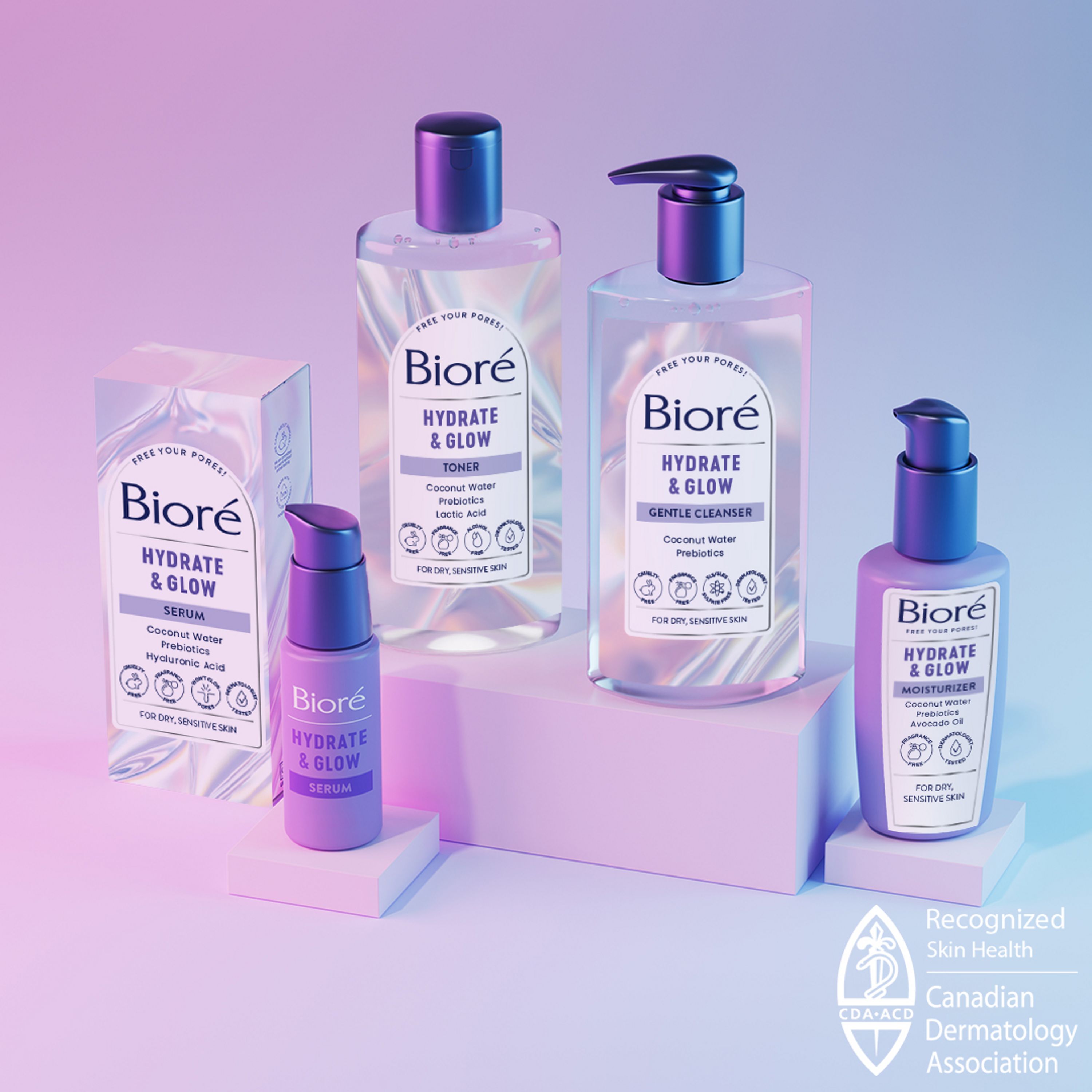 English: Recognized skin health, Canadian dermatology association. Step 1 cleanse Français: Reconnu Santé de la peau, Association canadienne de dermatologie. Étape 1 : nettoyer