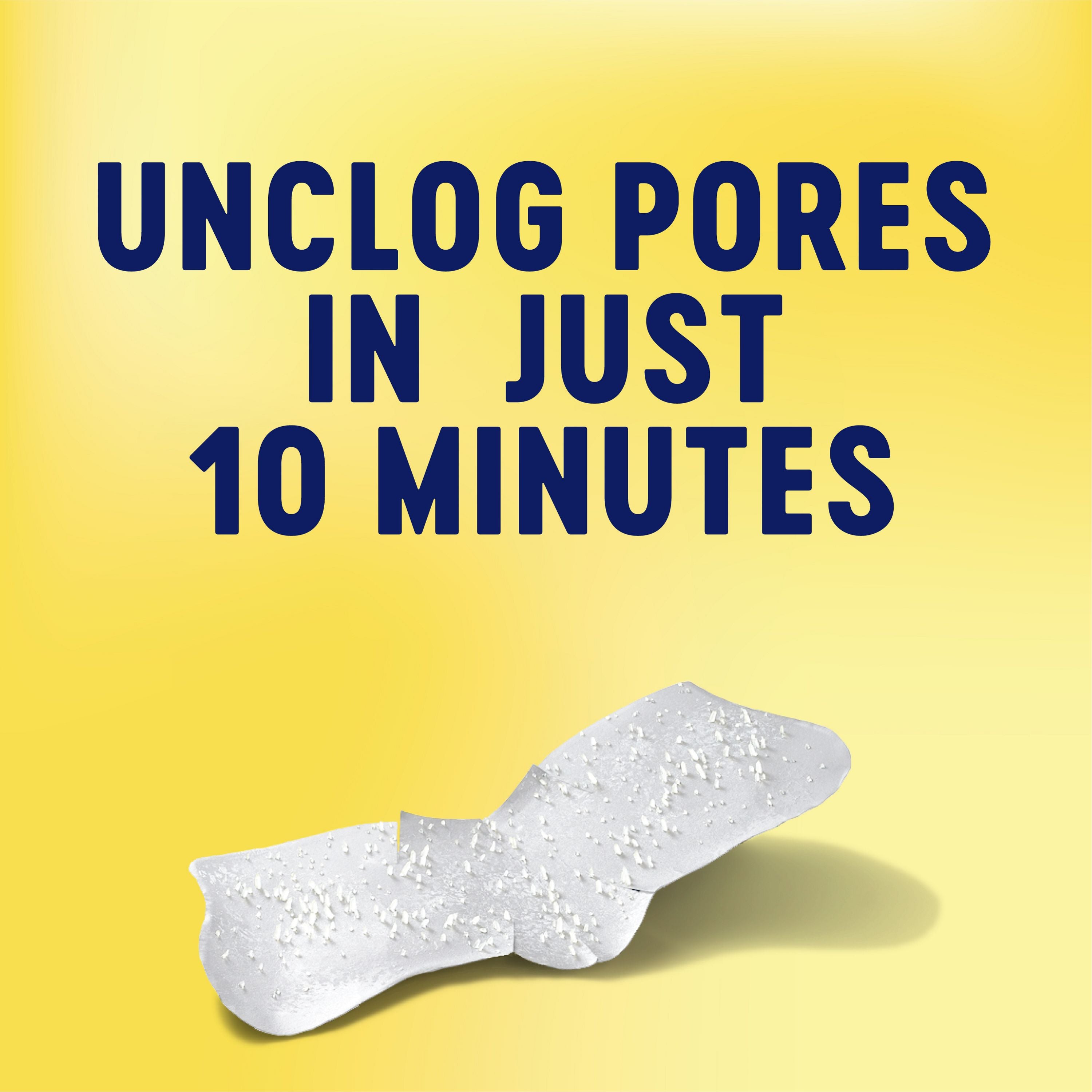 English: Unclog pores in just 10 minutes Français: Désincruste les pores en seulement 10 minutes