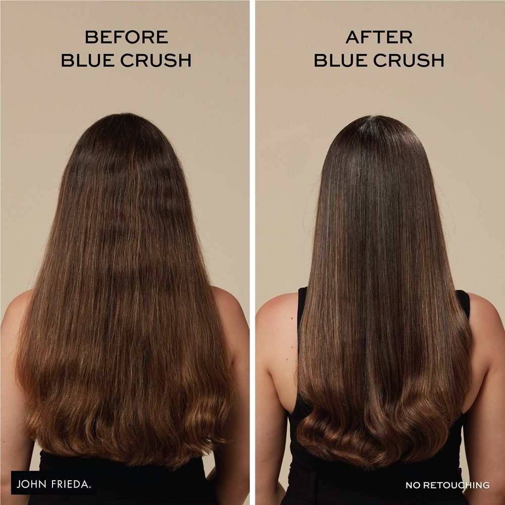 English: Before blue crush John Frieda After blue crush no retouching Français: Avant Violet Crush, John Frieda, Après Violet Crush Photo non retouchée