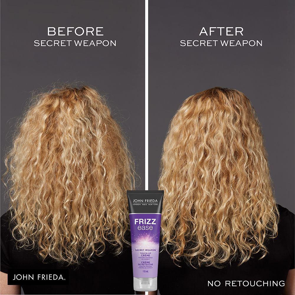 English: Before secret weapon John Frieda, After secret weapon no retouching Français: Avant Secret Weapon, John Frieda, Après Secret Weapon Photo non retouchée