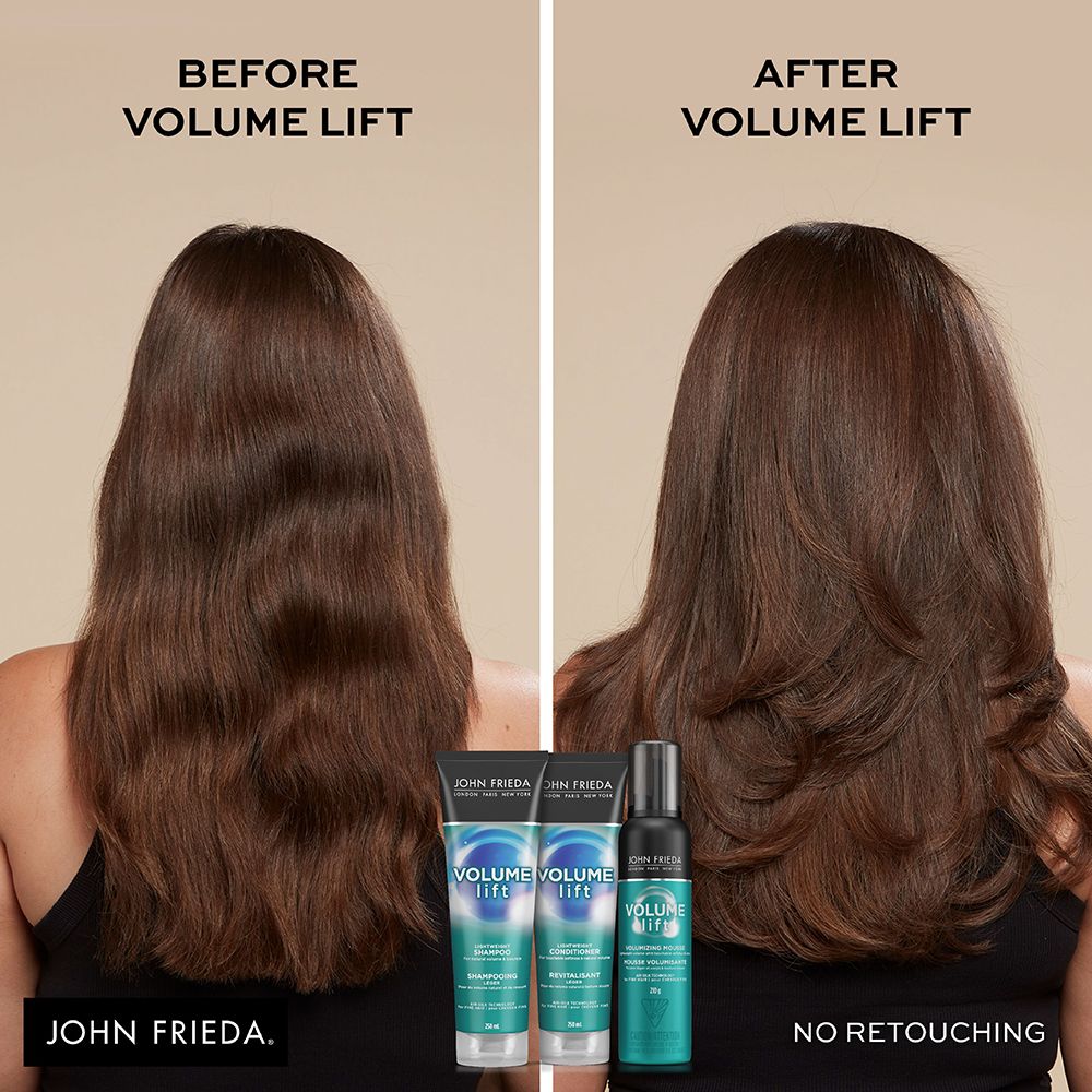 English: Before volume lift. John Frieda. After volume lift. No retouching Français: Avant Volume Lift. John Frieda. Après Volume Lift. Photo non retouchée