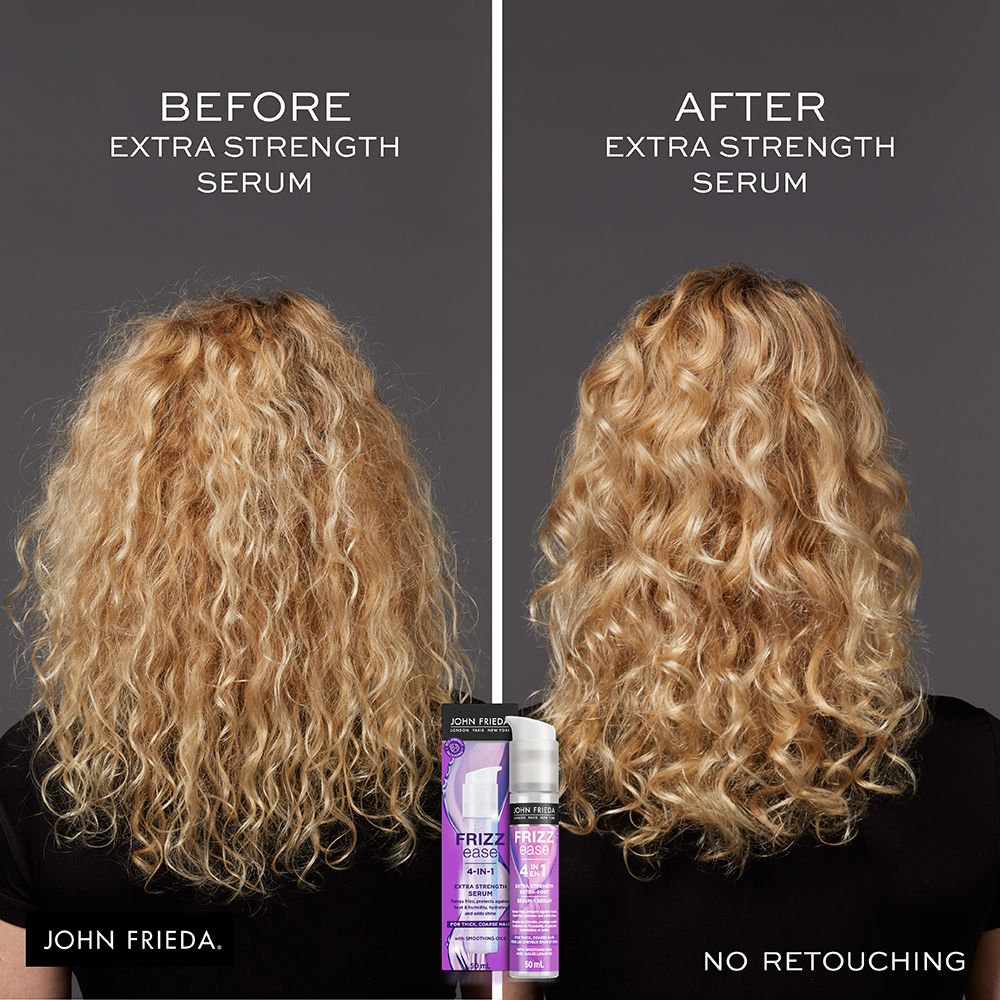 English: Before extra strength serum, John Frieda. After extra strength serum no retouching Français: Avant le sérum extra-fort, John Frieda. Après le sérum extra-fort Photo non retouchée