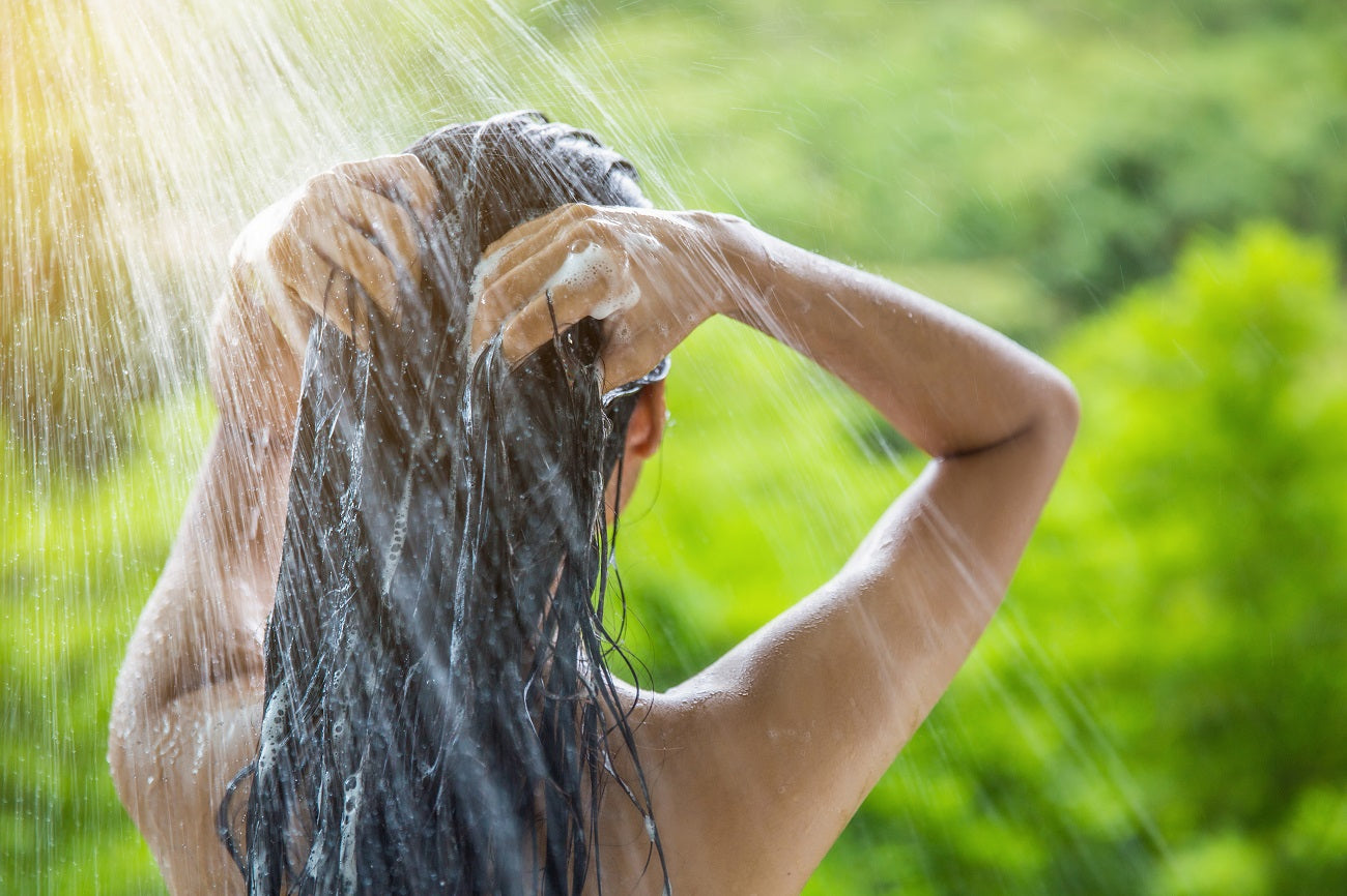 Woman washing in her hair