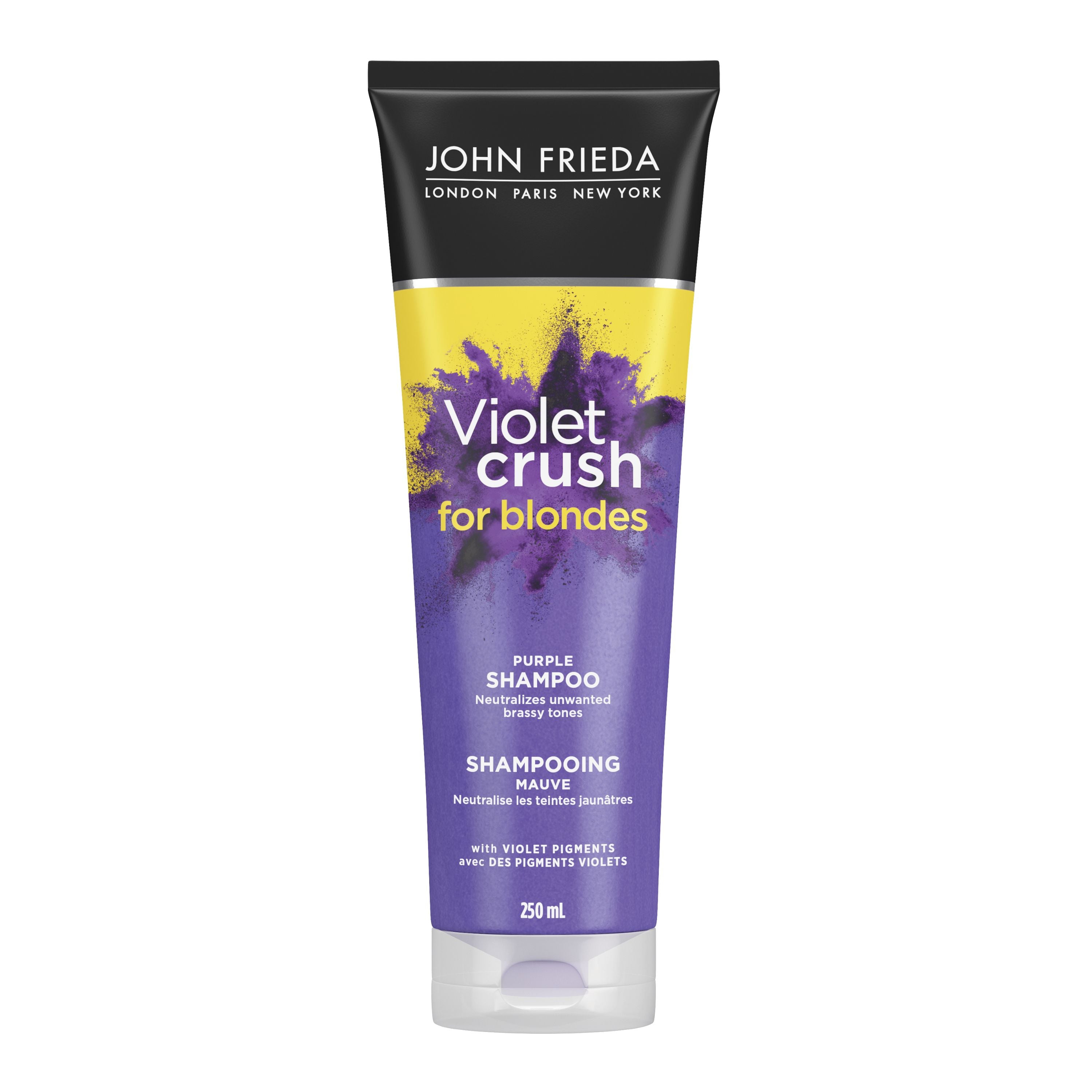 English: Violet Crush® Purple Shampoo product image. It comes in a squeeze tube. Français: Image du produit Shampooing mauve Violet CrushMD. Offert dans un tube à presser.