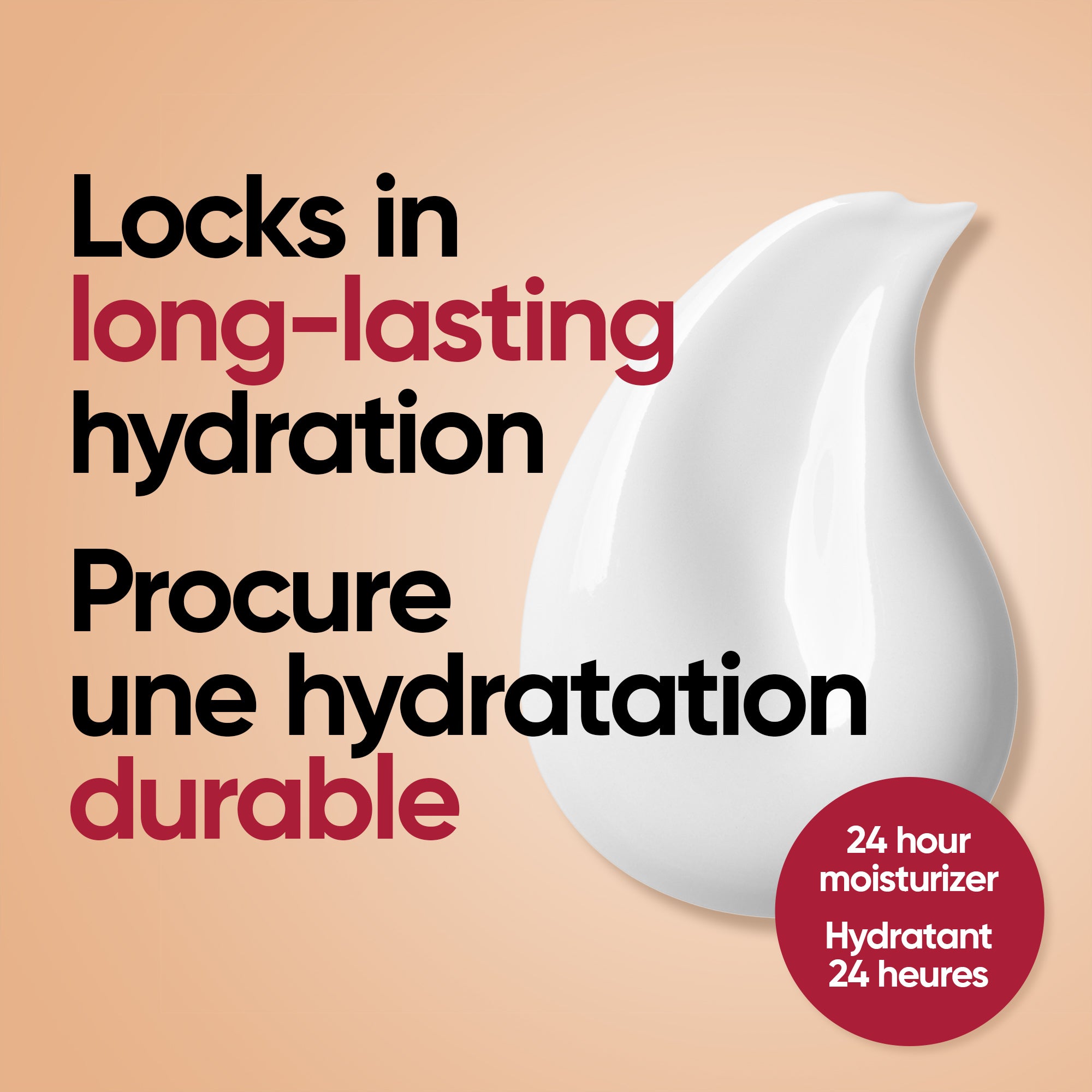 English: Locks in long-lasting hydration Français: Confère une hydratation longue durée