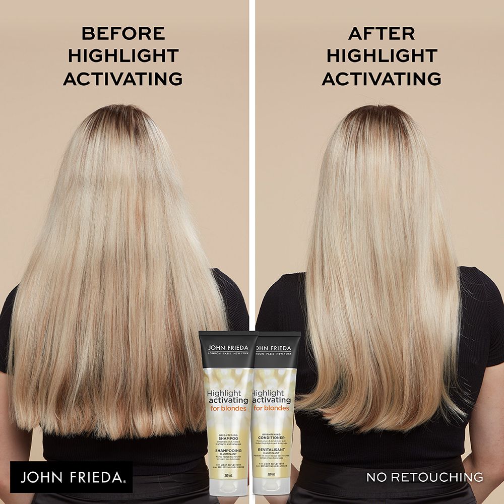 English: Before highlight activating John Frieda, After highlight activating no retouching Français: Avant Highlight Activating, John Frieda, Après Highlight Activating Photo non retouchée