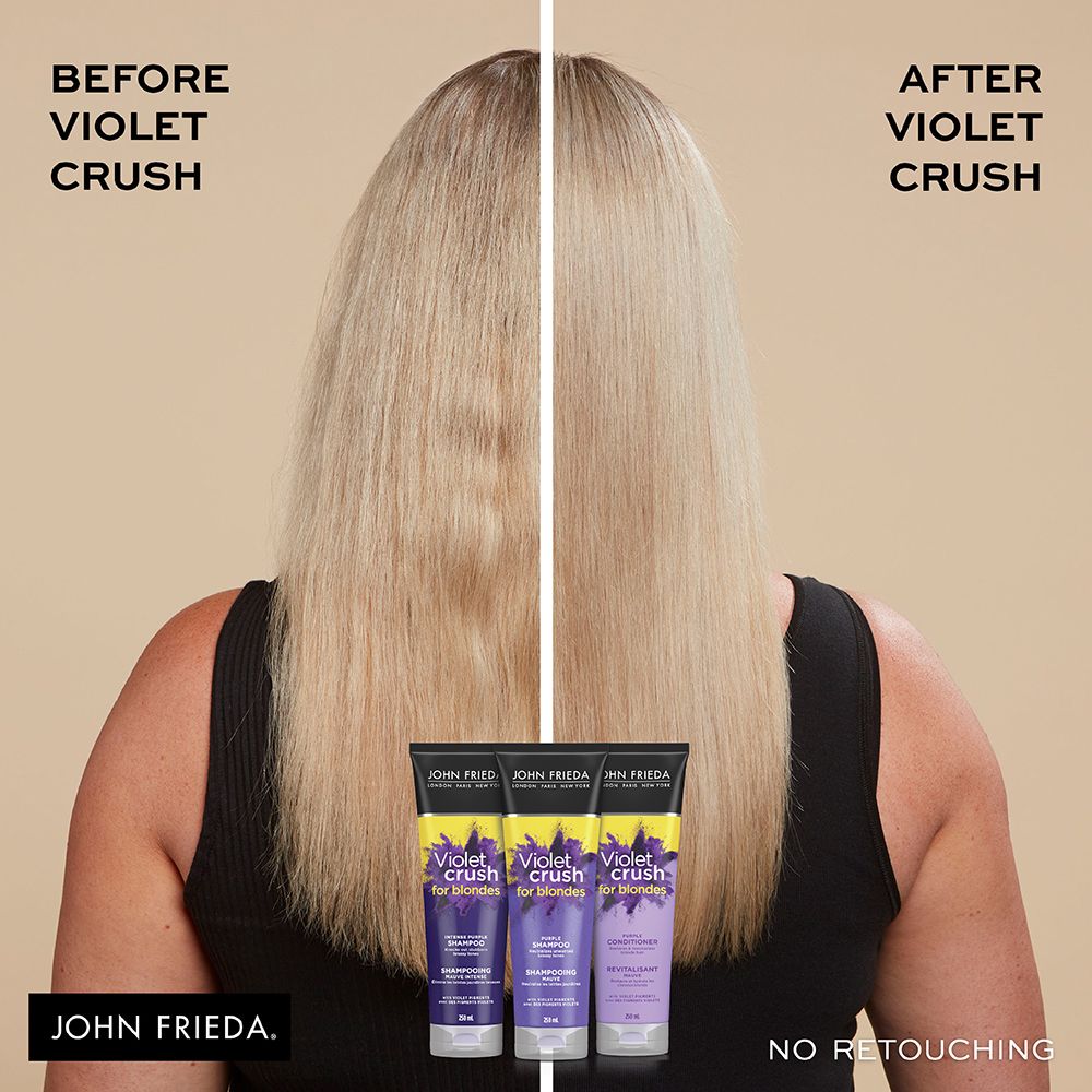 English: Before violet crush John Frieda, After violet crush no retouching Français: Avant Violet Crush, John Frieda, Après Violet Crush Photo non retouchée